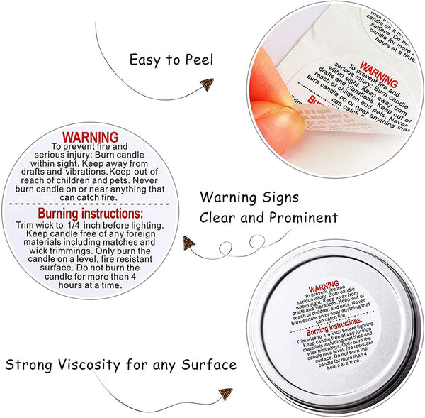 500pcs/roll Candle Safety Warning Label Candle Jar Stickers Round Wax Melting