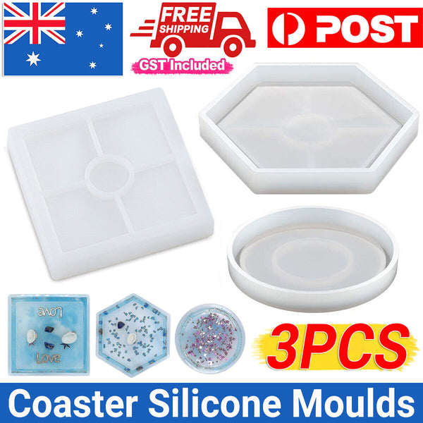 3x Coaster Resin Casting Mold Silicone Jewelry Agate Making DIY Mould Tool Craft