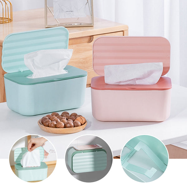 Tissue Box Wet Wipes Dispenser Paper Storage Case With Lid Dustproof Home Office