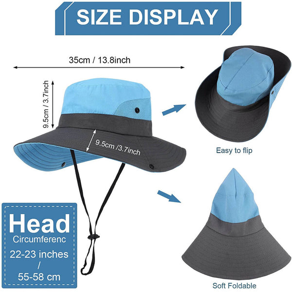 Wide Brim Sun Hat Women UV Protection Ponytail Summer Beach Visor Floppy Cap AU