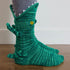 Green crocodile socks with open mouth and little legs, side view