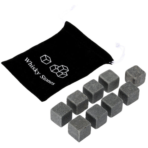 18PCS Reusable Whiskey Stones Natural Granite Chilling Cubes Set
