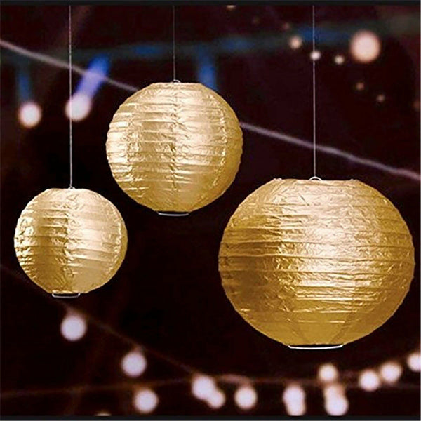 Gold Round Japanese Paper Lantern 20/30/40cm Party Passage Festival Decor