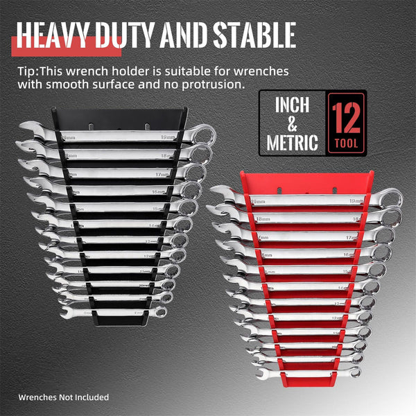 2X Wrench Organizer Magnetic Storage Rack Plastic Spanner Tools Holders 12 Slots