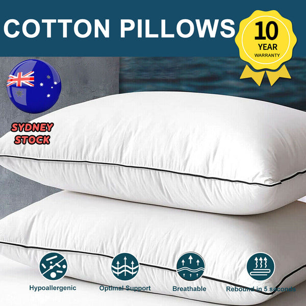 2x Hotel Quality Bamboo Pillow Breathable Home Pillows Queen Size Medium Firm