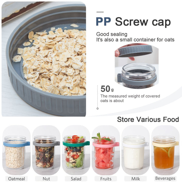 12pcs Glass Mason Jar Cups with Spoon | Overnight Oats Yogurt Breakfast Storage