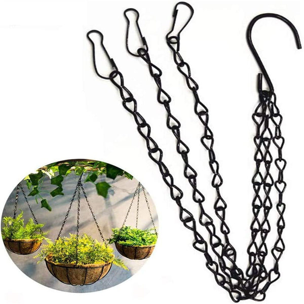 UP 10PCS Flower Pot Hanging Chain 3 Point Garden Plant Hanger S Hook Chain Black