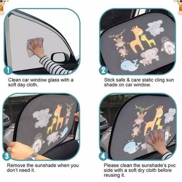 4X Animal Universal Car Side Window Sun Shade Visor UV Protector For Baby Kid AU