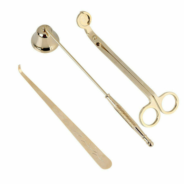 3pcs Candle Care Tool Set | Stainless Steel Wick Trimmer, Snuffer & Wick Dipper