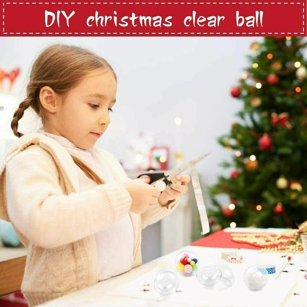 Up to 100x Clear Plastic Ball Christmas Baubles Fillable Xmas Tree Ornament Deco