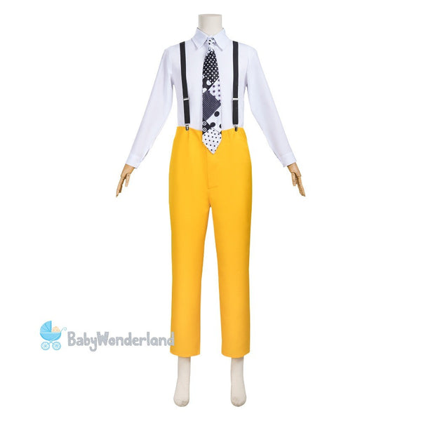 Adult Men The Mask Jim Carrey Yellow Suit Mask Cosplay Costume Halloween Party