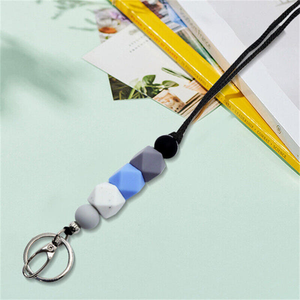 1/2x Silicone Beads Neck Strap Lanyard ID Card Badge Keyring Key Holder Necklace