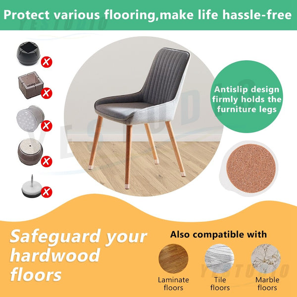 Chair Leg Protectors - 48Pcs Silicone Floor Protector Caps for Furniture & Table Feet