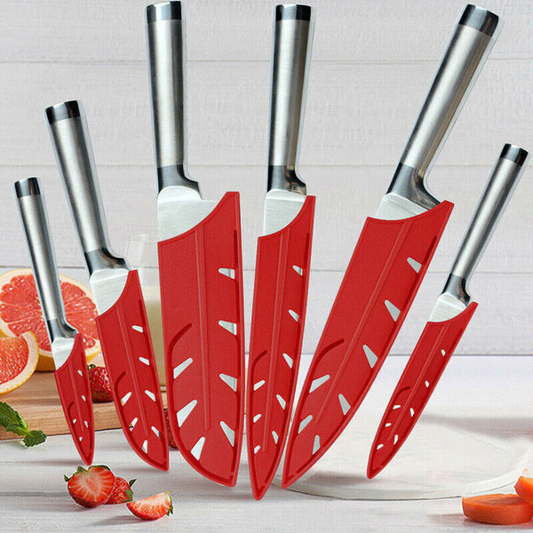 Plastic Knife Sheath Edge Guard Cover Scabbard Slicing Blade Red Protector Chef