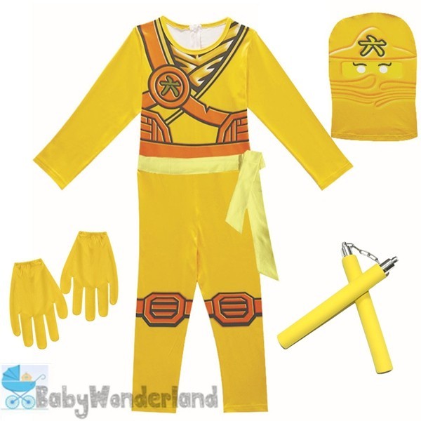 Boys Lego Ninjago Ninja Costume Jumpsuit Mask Gloves Cosplay Book Week Halloween