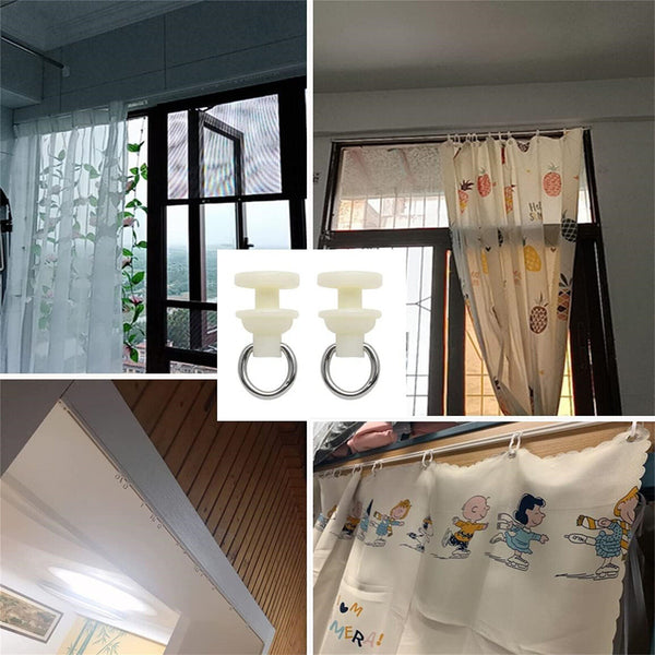 100PCS Curtain Track Glider Rail Curtain Hook Rollers Curtain Tracks Accessories
