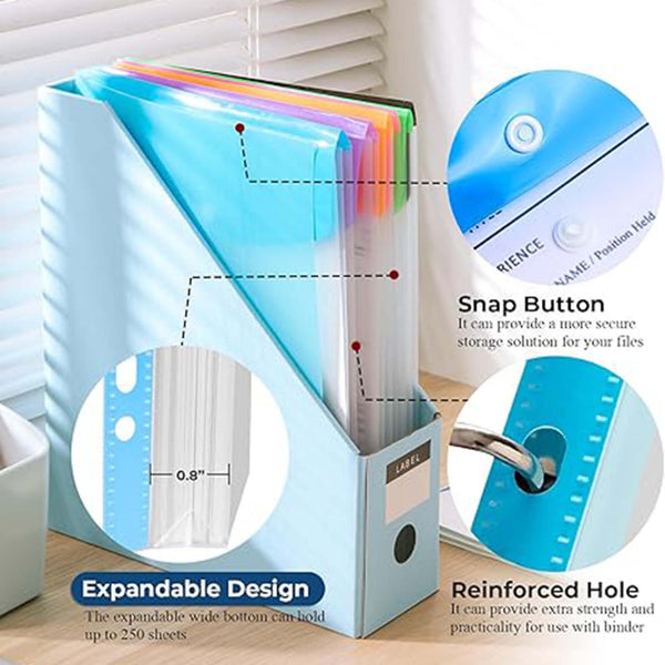 24PCS A4 PVC Document Folders Filing Wallets with Popper Closure