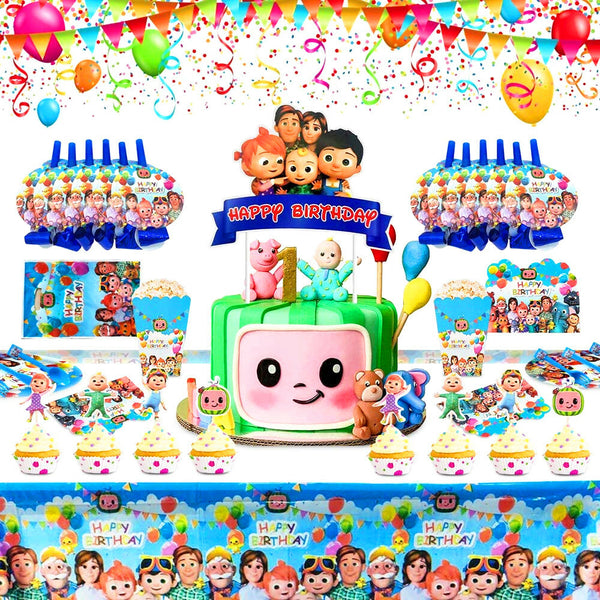 Cocomelon  Tableware Party Supplies Kids Birthday Banner Topper Balloon Plate