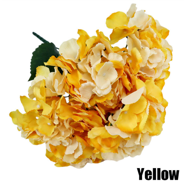 2PCS 6 Heads Hydrangea Flower Artificial Silk Flowers Stem Bouquet Wedding Party