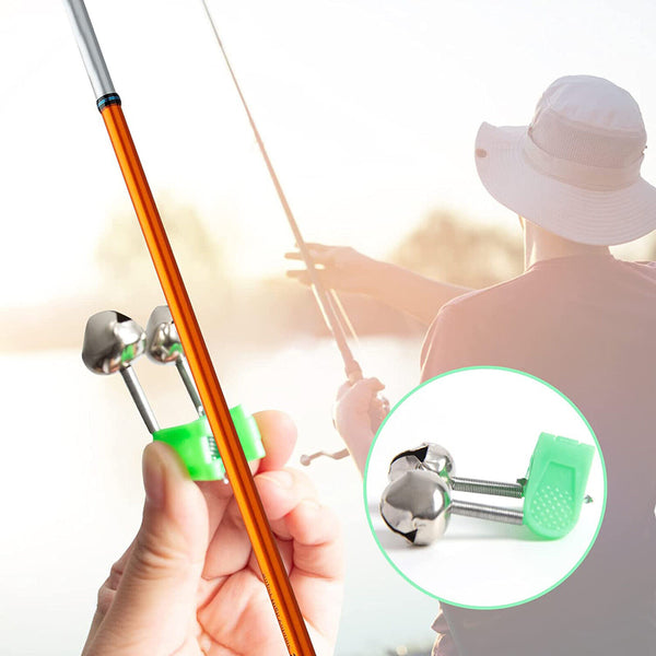 10pcs Green Plastic Clip Fishing Rod Double Rod Bite Alarm Fishing Bells Ring AU