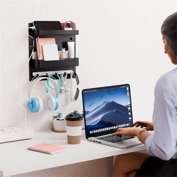 Wall Mounted Bedside Organizer Shelf | Space Saving Storage Rack for Phone & Accessories