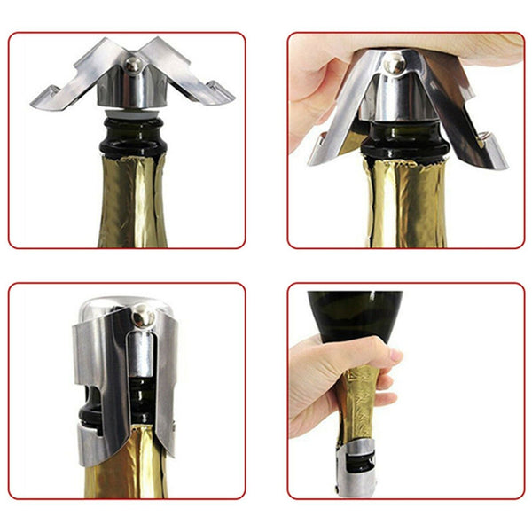 Wine Champagne Stopper Stainless Steel Reusable Sparkling Plugs Bottle Sealer AU