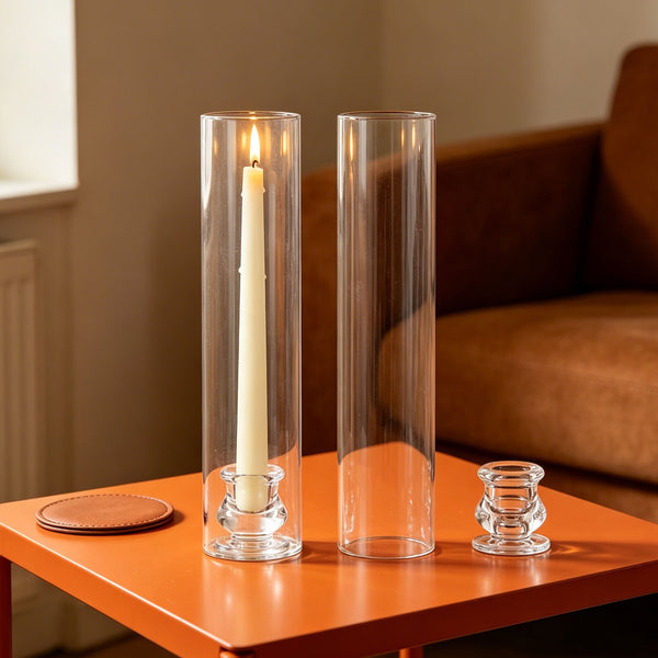 6pcs Crystal Glass Candle Holders | Clear Glass Centerpiece Decoration for Weddings & Events