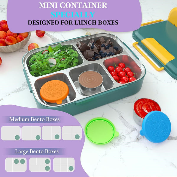 12pcs Stainless Steel Sauce Containers with Silicone Lids | Mini Airtight Food Storage Cups