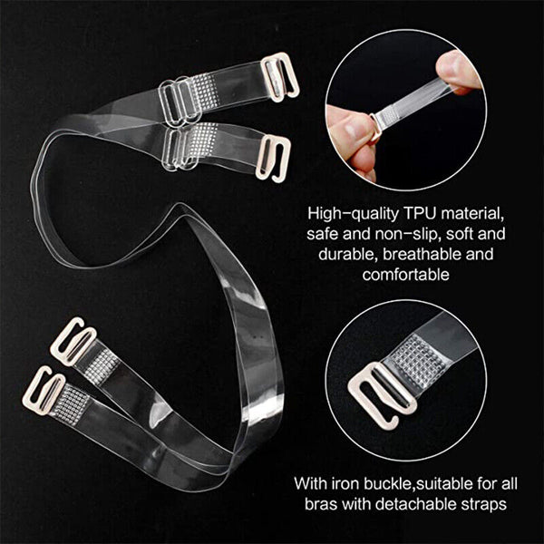 3Pairs Adjustable Transparent Invisible Bra Strap Clear Underwear Shoulder Strap