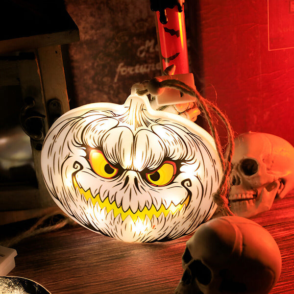 Glowing Halloween hanging decoration at night