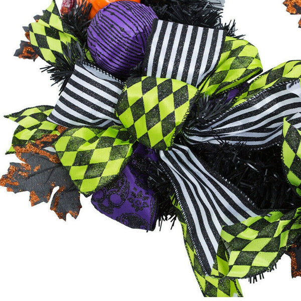 Halloween Party Decor Door Wreath Garland Outdoor Yard Decor Props Pumpkin Witch