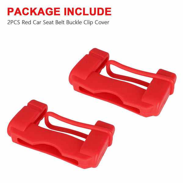 2PCS Car Accessories Safty Seat Belt Buckle Clip Anti-Scratch Cover Silicone Red