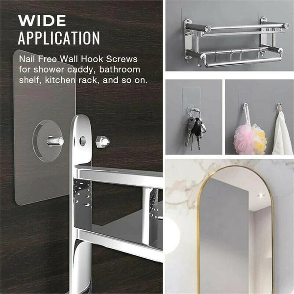 10PCS Punch-Free Self Adhesive Screw Sticker Wall Hanging Sucker Hook Nail New