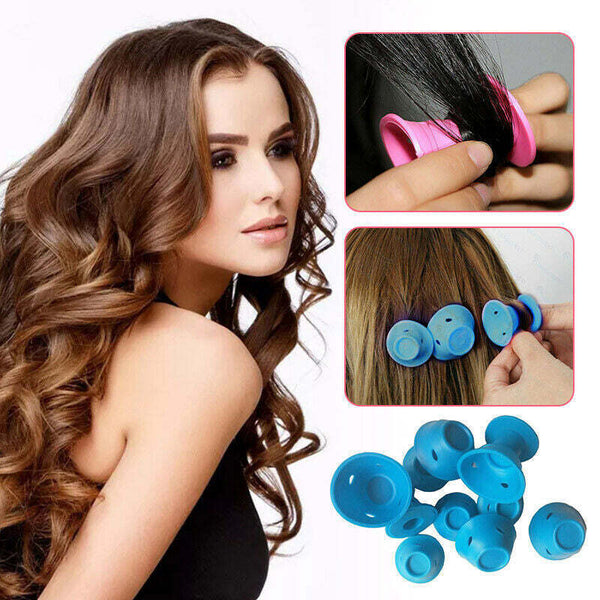 10PCS No Heat Hair Curlers Clip DIY Magic Silicone Soft Rollers Care Heatless AU