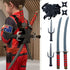 Kids ninja costume toy weapons set with katana swords, sai daggers and shuriken stars