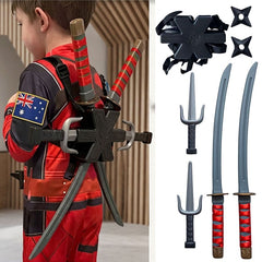 Ninja Costume Kids Toy Weapons Set Samurai Katana Swords Book Week Dress Up Pack