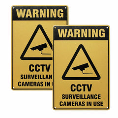 3PCS CCTV Surveillance Warning Sign Metal Security Camera Notice