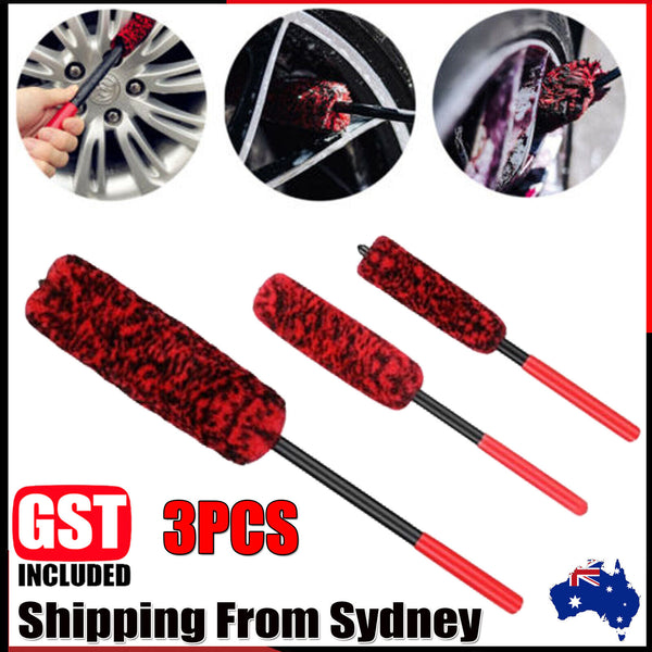 3X Wheel Clean Brushes Woolies Super Plush Soft Alloy Car Wheel Rim Cleaning Kit