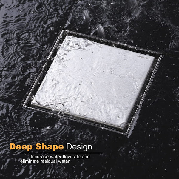 100mm Tile Insert Floor Drain 304 Stainless Steel | Square Invisible Shower Waste