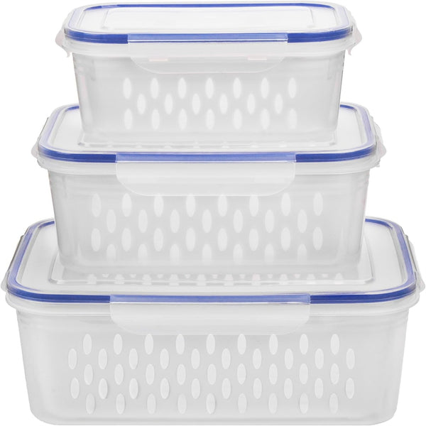 Fridge Storage Container with Removable Colander – BPA Free Fruit and Vegetable Keeper Box