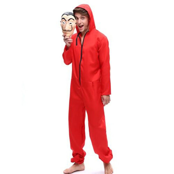 Halloween Unisex Red Salvador Dali La Jumpsuit Money Heist Criminal Mask Costume