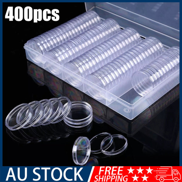 400x Dollar Coin Case Holder for Collectors Bar Plastic Round Coin with Storage