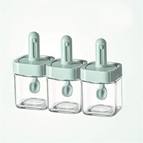 2pcs Square Seasoning Pot, Kitchen Spice Jar, Seasoning Containers for Salt
