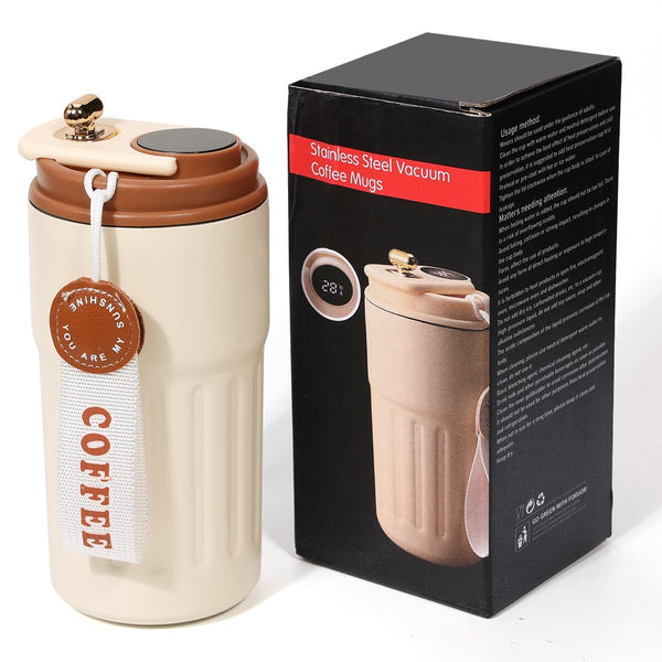 Smart Stainless Steel Mug Vacuum Thermos Tumbler Cup Leak-proof LED Display 15oz