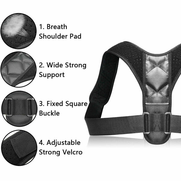 2X Posture Corrector Women Men Shoulder Brace Back Support Strap Belt Adjustable