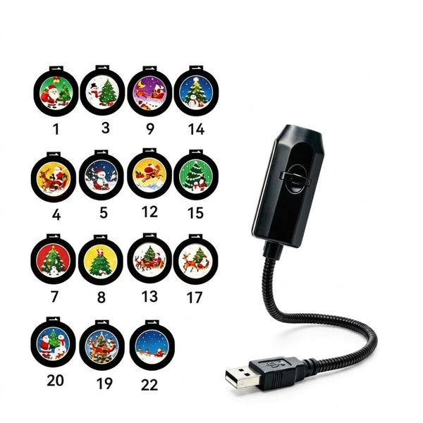 Plug and Play HD Star Projector Halloween Christmas Projector USB 360° Rotating