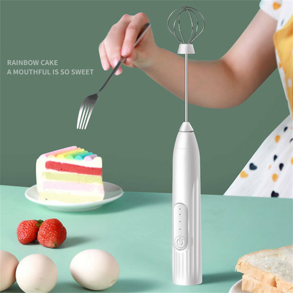USB Charging Electric Egg Beater Milk Frother Handheld Drink Coffee Foamer NEW