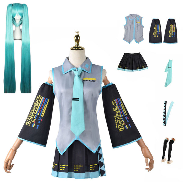 Anime Hatsune Miku Vocaloid Hatsune Miku Costume Uniform Dress Party Cosplay Set