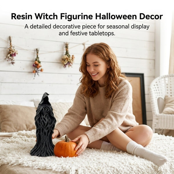 Cracker Barrel Witch Statue Gothic Halloween Resin Figurine Retro Magician Decor