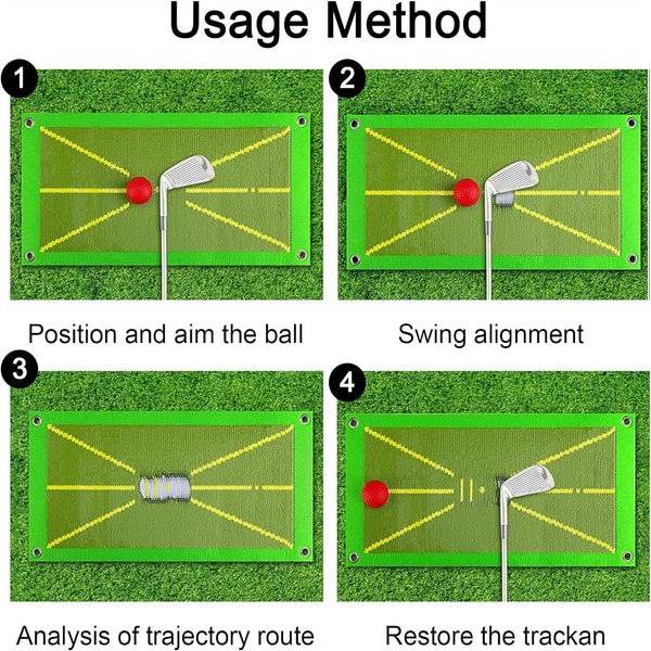 Golf Training Mat for Swing Detection Batting Golf Divot Grass Mat Set Portable